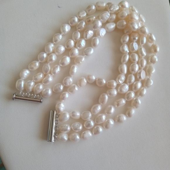 Cultured Baroque Pearl Bracelet‎ 10 Inches 4 Rows Natural White Freshwater - Picture 3 of 4